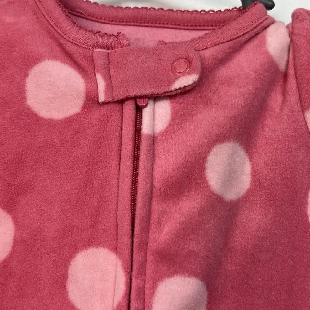 Carter’s Child of Mine Punk Polkadot Sheep Fleece Sleep and Play 3-6 months EUC